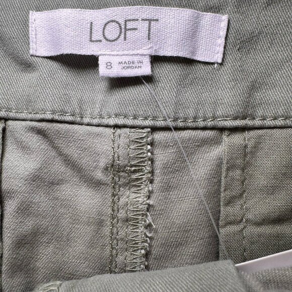 LOFT The Monroe 4”Chino Flat Front Casual Shorts, size 8 Olive Green - Picture 5 of 8